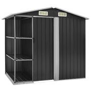 VidaXL Tuinschuur met rek 205x130x183 cm ijzer antraciet - afbeelding 1