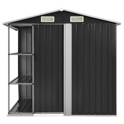 VidaXL Tuinschuur met rek 205x130x183 cm ijzer antraciet - afbeelding 2