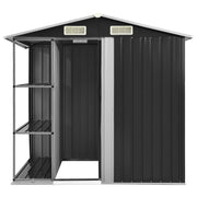 VidaXL Tuinschuur met rek 205x130x183 cm ijzer antraciet - afbeelding 3