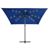 Vidaxl zweefparasol met led en stalen paal 250x250 cm azuurblauw - afbeelding 3