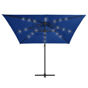 Vidaxl zweefparasol met led en stalen paal 250x250 cm azuurblauw - afbeelding 3