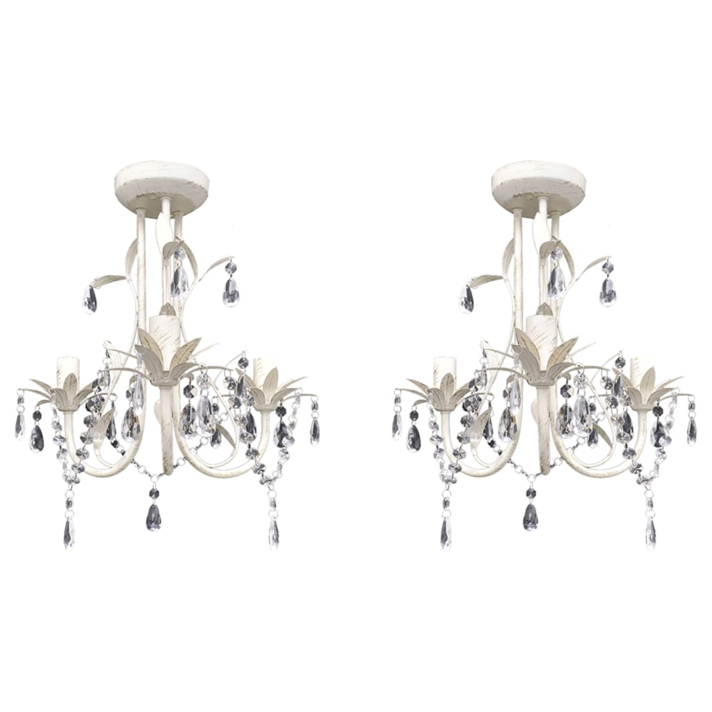 Vidaxl kroonluchters kristal 2 st elegant wit