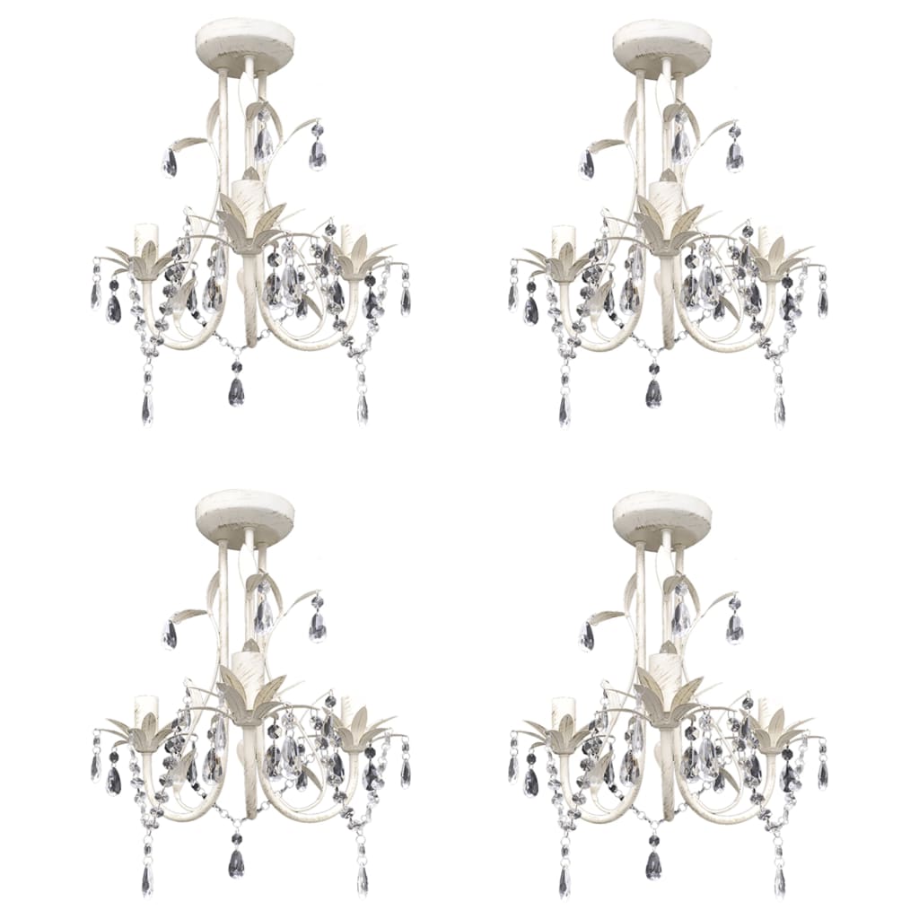 Vidaxl kroonluchters kristal 4 st elegant wit