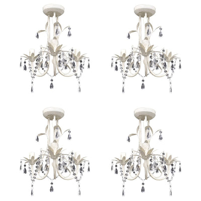 Vidaxl kroonluchters kristal 4 st elegant wit