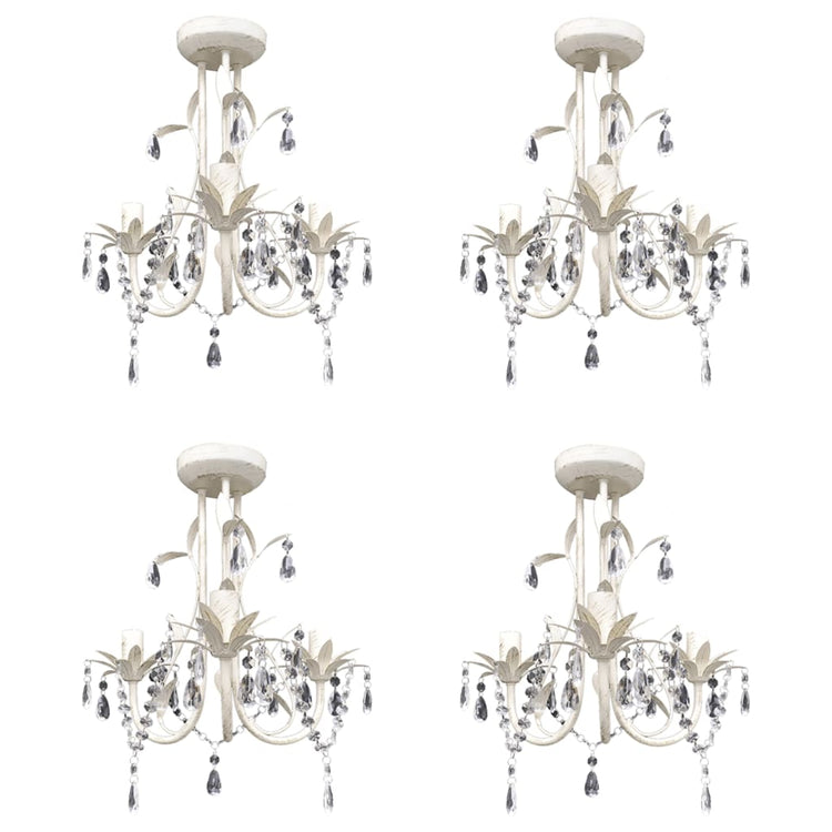 Vidaxl kroonluchters kristal 4 st elegant wit