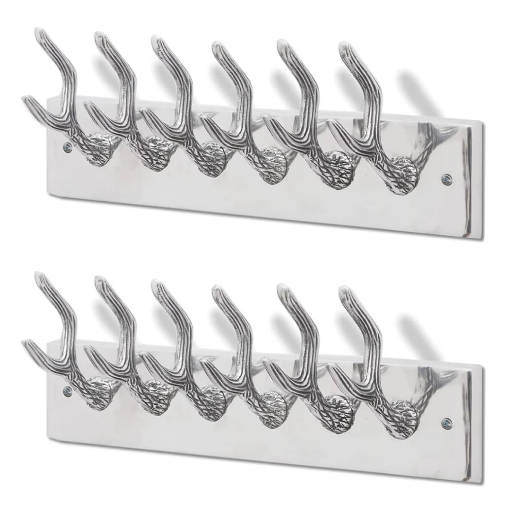 Vidaxl kapstokken 2 st aluminium zilverkleurig