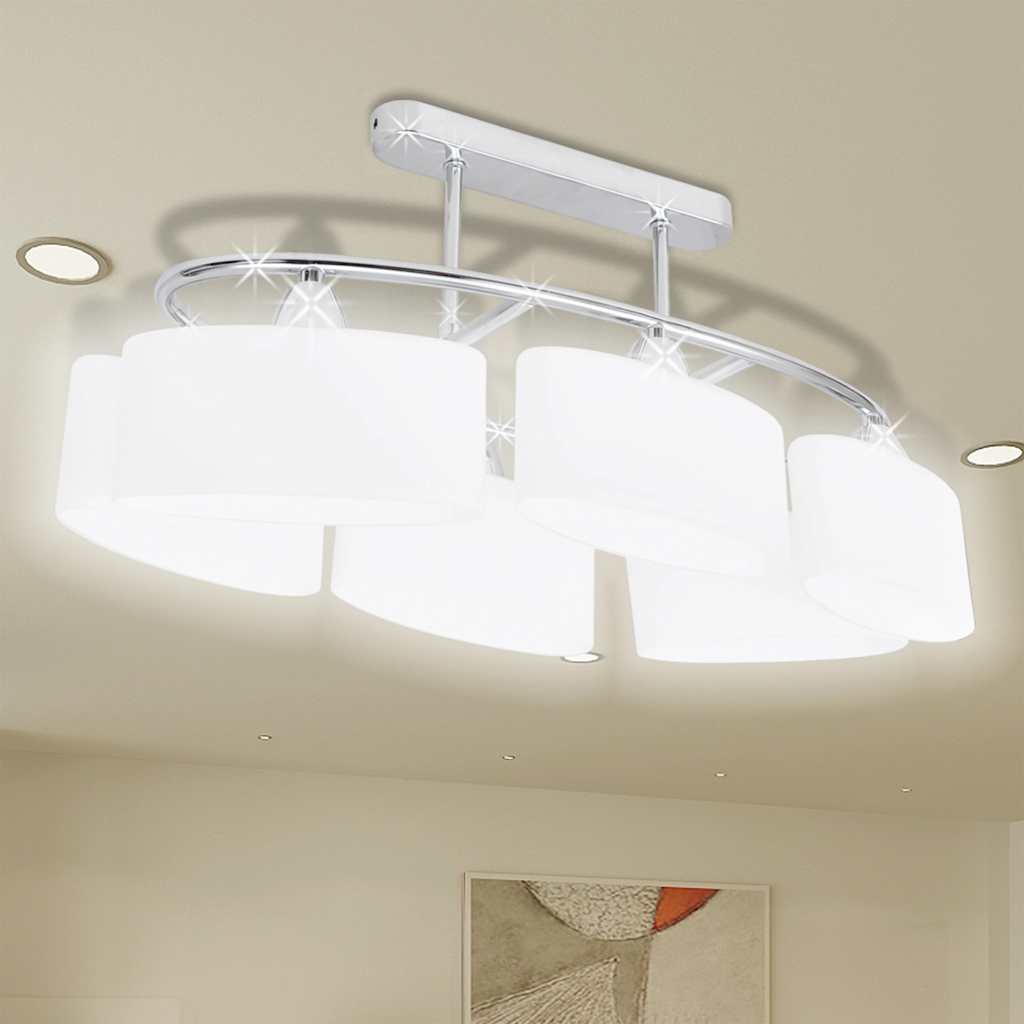 Vidaxl plafondlamp met ellipsvormige glazen kappen 2 st e14