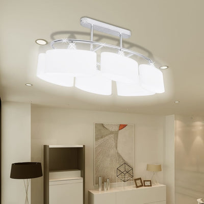 Vidaxl plafondlamp met ellipsvormige glazen kappen 4 st e14