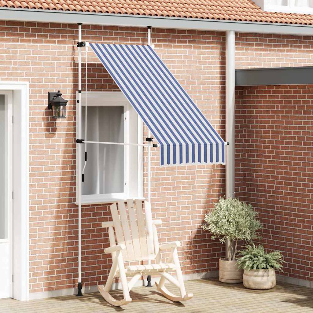Vidaxl luifel handmatig uittrekbaar 100 cm blauw en witte strepen