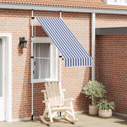 Vidaxl luifel handmatig uittrekbaar 100 cm blauw en witte strepen - afbeelding 1