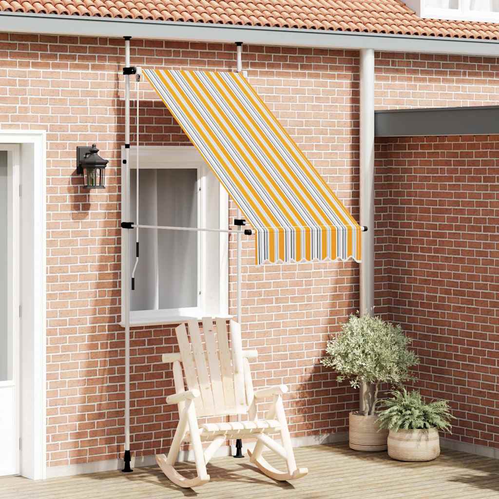 Vidaxl luifel handmatig uittrekbaar 100 cm geel en blauwe strepen