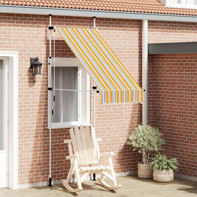Vidaxl luifel handmatig uittrekbaar 100 cm geel en blauwe strepen