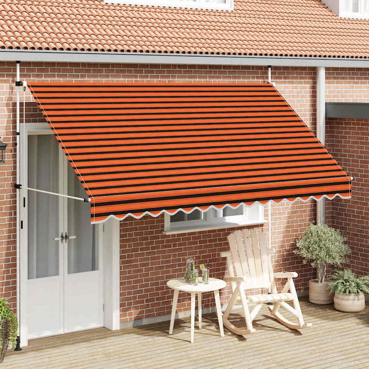 Vidaxl luifel handmatig uittrekbaar 350 cm oranje en bruin