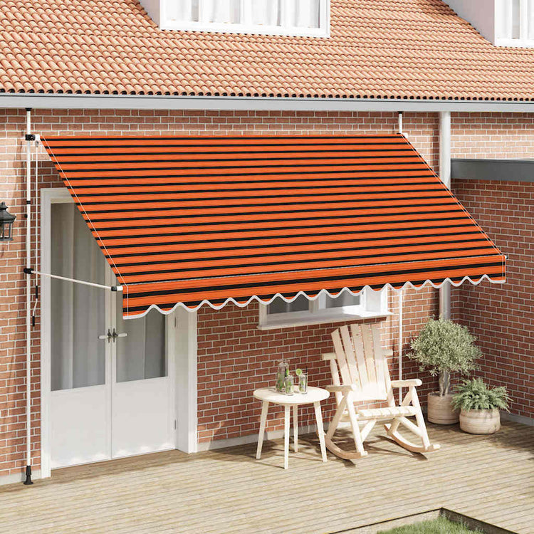 Vidaxl luifel handmatig uittrekbaar 400 cm oranje en bruin