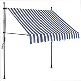 Vidaxl luifel handmatig uitschuifbaar met led 100 cm blauw en wit - afbeelding 3