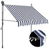 Vidaxl luifel handmatig uitschuifbaar met led 200 cm blauw en wit
