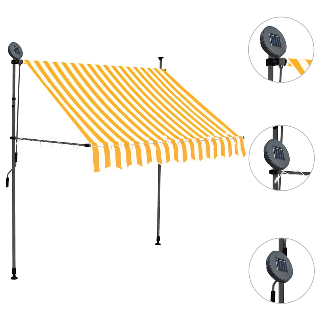 Vidaxl luifel handmatig uitschuifbaar met led 150 cm wit en oranje