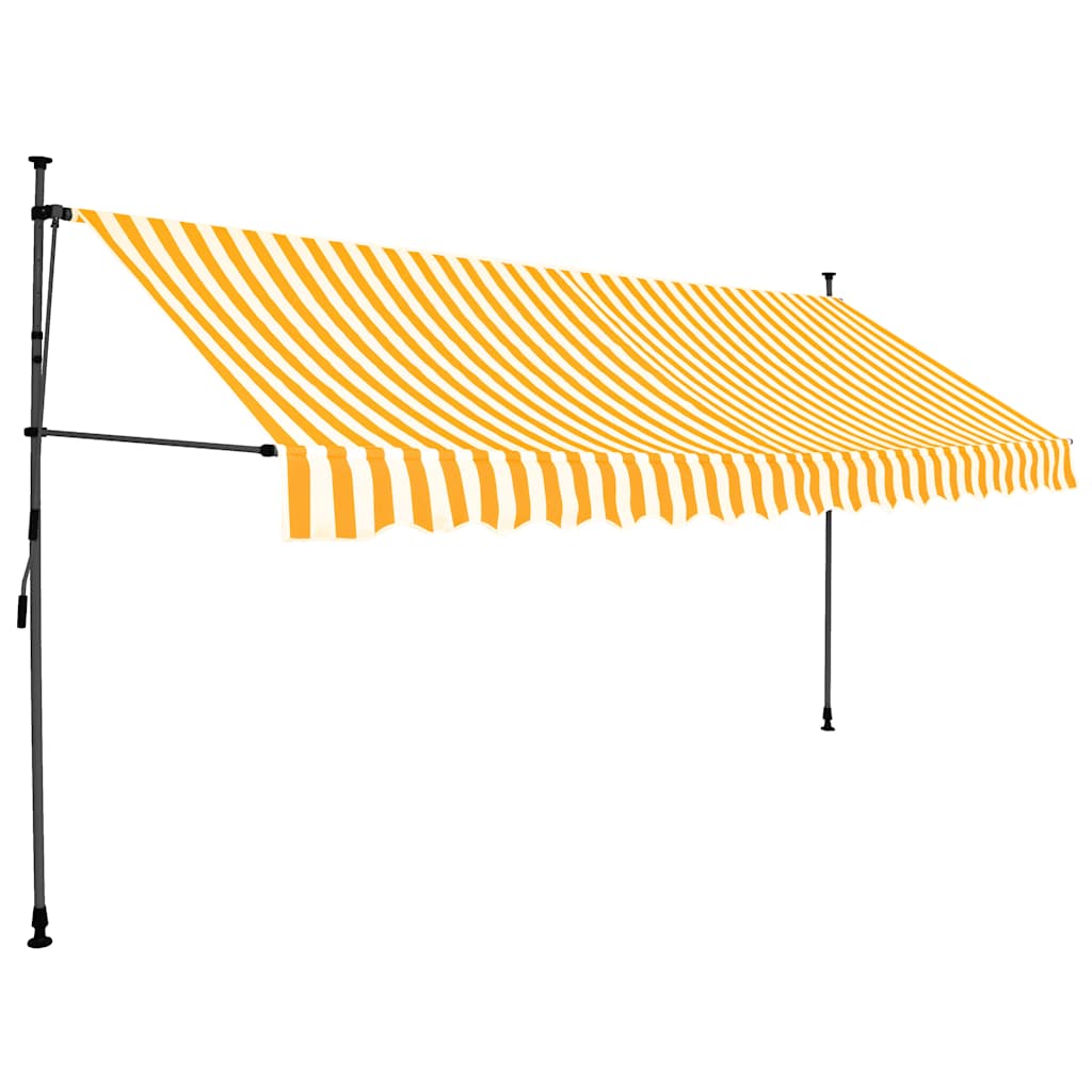 Vidaxl luifel handmatig uitschuifbaar met led 350 cm wit en oranje