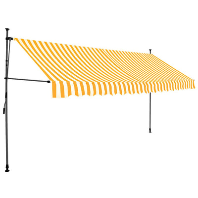 Vidaxl luifel handmatig uitschuifbaar met led 350 cm wit en oranje