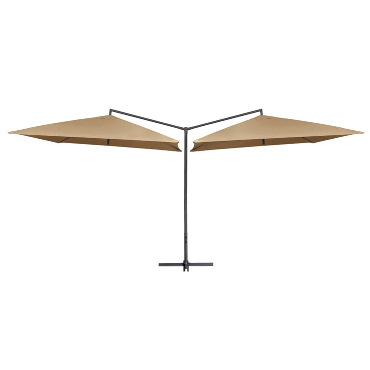 Vidaxl parasol dubbel met stalen paal 250x250 cm taupe
