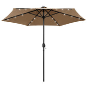 Vidaxl parasol met led-verlichting en aluminium paal 270 cm taupe - afbeelding 1