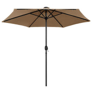 Vidaxl parasol met led-verlichting en aluminium paal 270 cm taupe - afbeelding 2