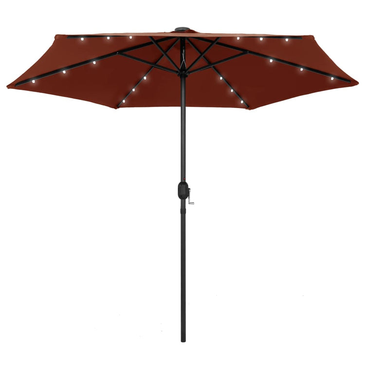VidaXL Parasol met LED-verlichting en aluminium paal 270 cm terracotta