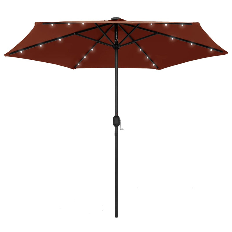 VidaXL Parasol met LED-verlichting en aluminium paal 270 cm terracotta