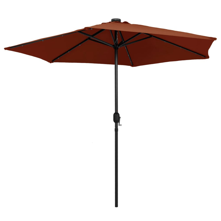 VidaXL Parasol met LED-verlichting en aluminium paal 270 cm terracotta
