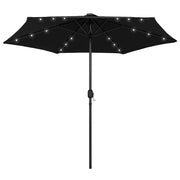 Vidaxl parasol met led-verlichting en aluminium paal 270 cm zwart - afbeelding 1