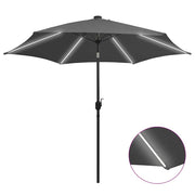 Vidaxl parasol met led-verlichting en aluminium paal 300 cm antraciet - afbeelding 1