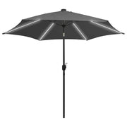 Vidaxl parasol met led-verlichting en aluminium paal 300 cm antraciet - afbeelding 2