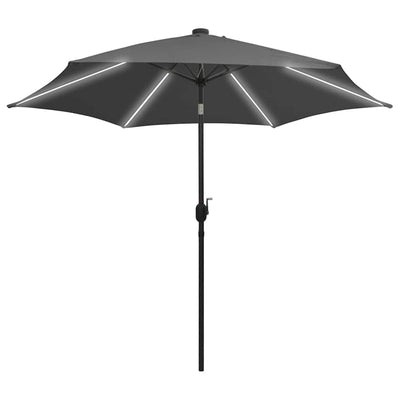 Vidaxl parasol met led-verlichting en aluminium paal 300 cm antraciet