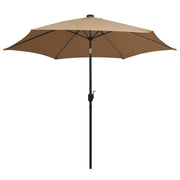 Vidaxl parasol met led-verlichting en aluminium paal 300 cm taupe - afbeelding 3