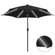 Vidaxl parasol met led-verlichting en aluminium paal 300 cm zwart - afbeelding 1