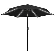 Vidaxl parasol met led-verlichting en aluminium paal 300 cm zwart - afbeelding 2