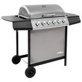 Vidaxl gasbarbecue met 6 branders zwart en zilverkleurig - afbeelding 1