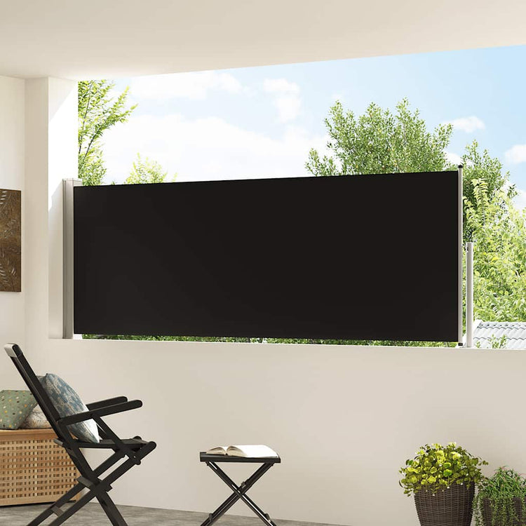 Vidaxl tuinscherm uittrekbaar 100x314 cm zwart