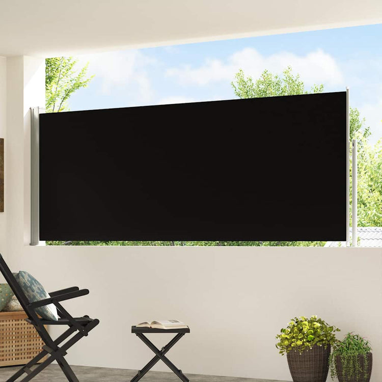 Vidaxl tuinscherm uittrekbaar 117x514 cm zwart