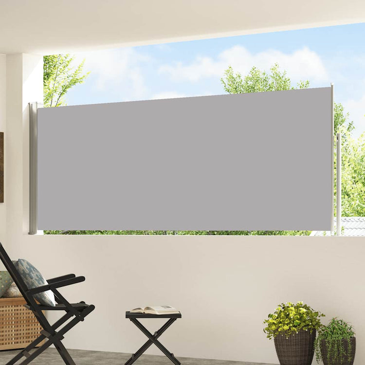 Vidaxl tuinscherm uittrekbaar 117x514 cm grijs