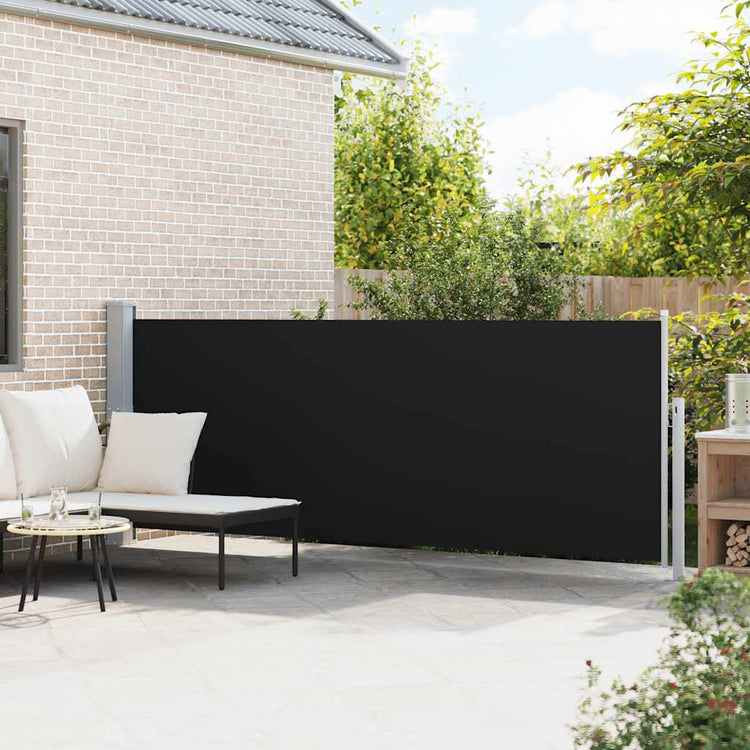 Vidaxl tuinscherm uittrekbaar 140x500 cm zwart