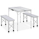 Vidaxl campingtafel inklapbaar met 2 banken aluminium wit