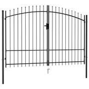 VidaXL Poort met puntige bovenkant dubbel 3x2 m staal zwart - afbeelding 1