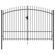 VidaXL Poort met puntige bovenkant dubbel 3x2 m staal zwart - afbeelding 2