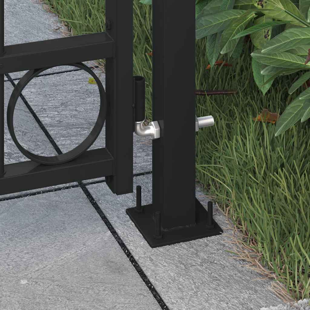 Vidaxl poort met gebogen bovenkant 89x200 cm staal zwart