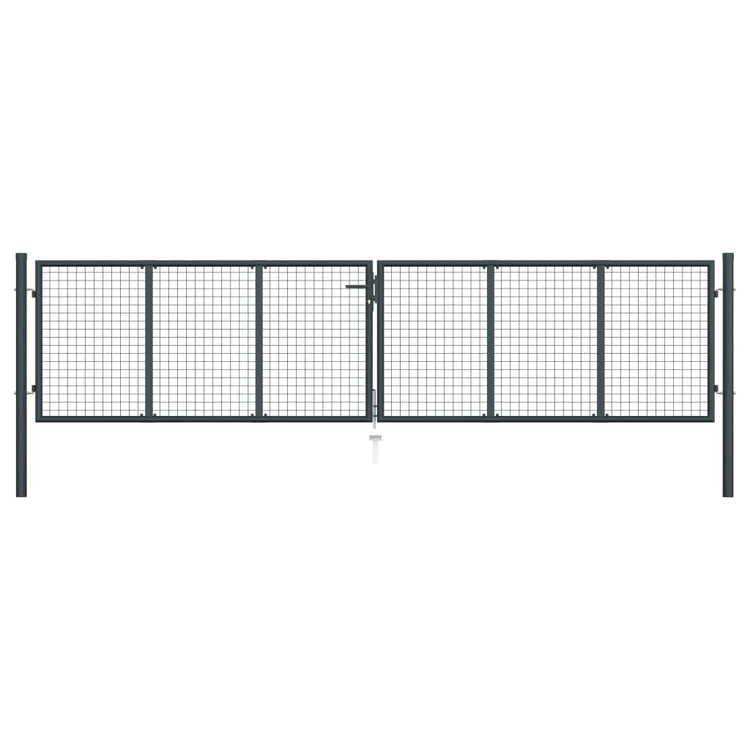 VidaXL Gaaspoort 400x125 cm gegalvaniseerd staal grijs