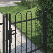 Vidaxl hekpoort boxtel enkele deur met gebogen bovenzijde staal 1x1 m zwart - afbeelding 3