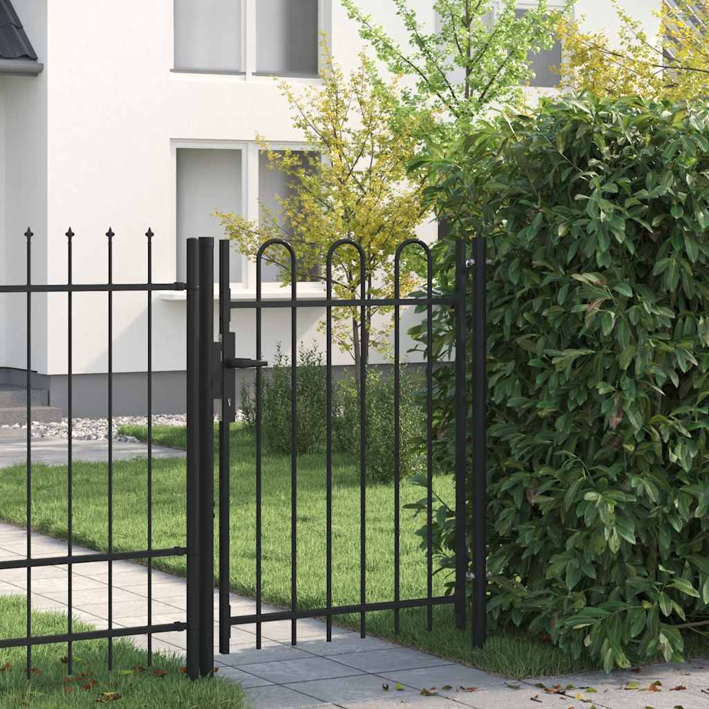 Vidaxl hekpoort boxtel enkele deur met gebogen bovenzijde 1x1,2m zwart