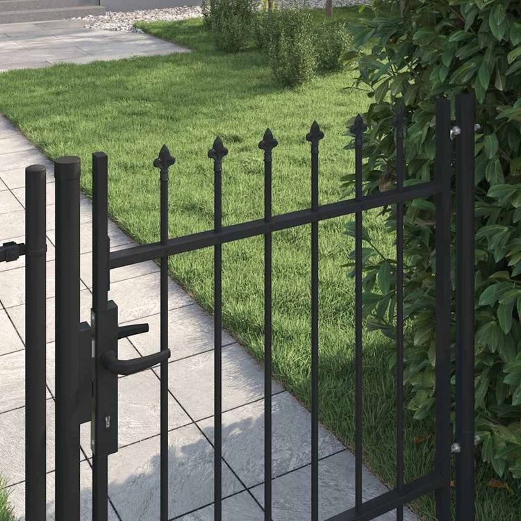 Vidaxl poort met puntige bovenkant enkel 1x1 m staal zwart