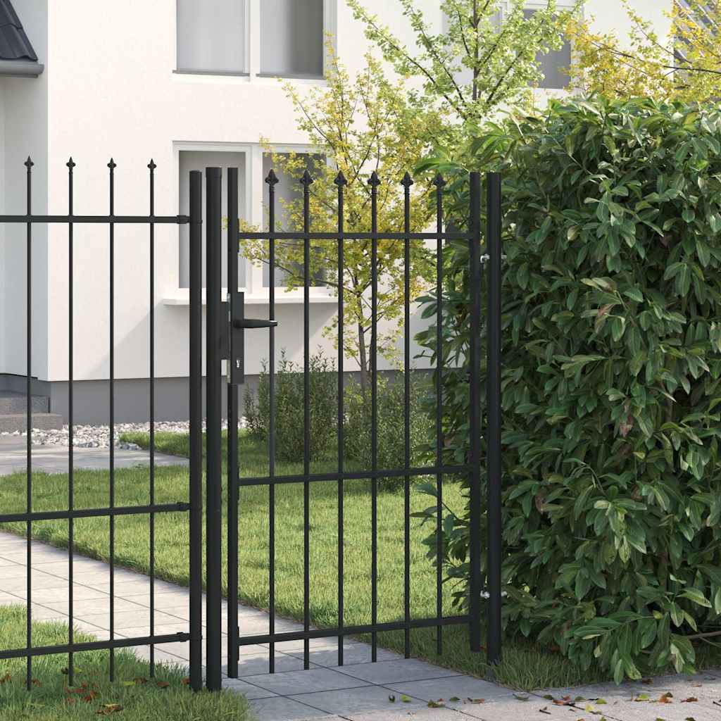 Vidaxl hekpoort boxtel enkele deur met puntige bovenkant 1x1,5 m zwart